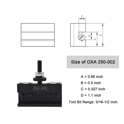Miniatura 3 de Kimllier 1 soporte de poste de herramienta CNC de torneado y revestimiento de cambio rápido OXA 250-002