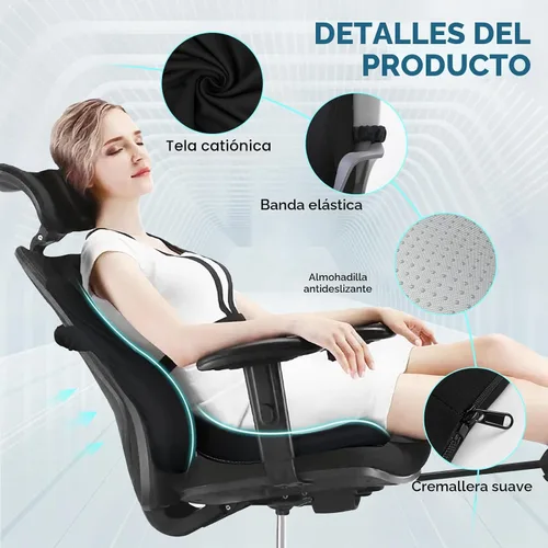 Miniatura 2 de Juego de cojín de asiento y almohada de apoyo lumbar para silla de oficina, almohada ergonómica para aliviar el dolor de ciática, almohada de apoyo