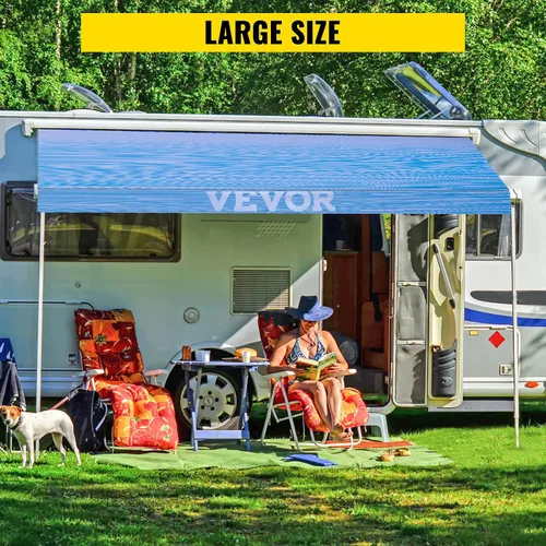 Miniatura 5 de VEVOR - Toldo para vehículo recreativo de 15 pies, toldo de tela para remolque, patio, campamento, de vinilo duradero de 15 onzas para VR