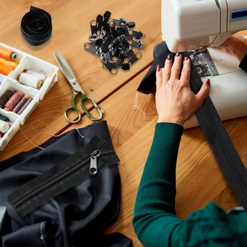 Miniatura 6 de WILLBOND 100 yardas, 20 unidades de cremalleras de costura a granel #5 cremalleras de bobina de nailon negro para coser con 200 deslizadores