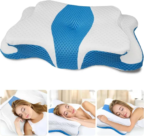 Miniatura 8 de CHxxy Almohada de espuma viscoelástica, almohada cervical para aliviar el dolor de cuello y hombros, almohada ergonómica de contorno para cama
