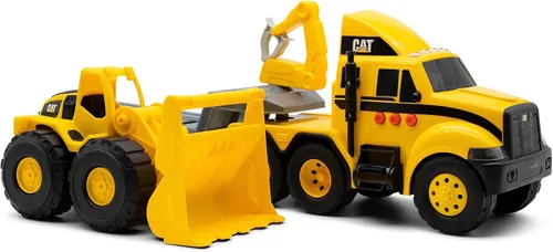 Miniatura 5 de CAT Juguetes de construcción, CAT Construction Heavy Mover, semi camión y remolque con minicargadora de ruedas, luces y sonidos, a partir de 3 años