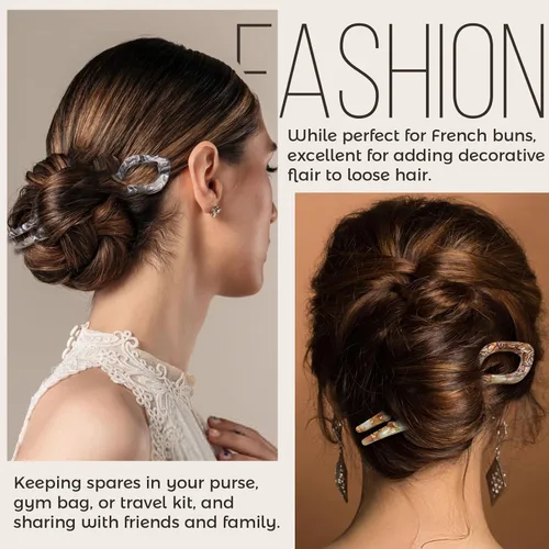 Miniatura 4 de Horquillas acrílicas de lirio francés para mujer, 4 pinzas elegantes texturizadas para cabello fino, grueso, largo y mediano, horquillas