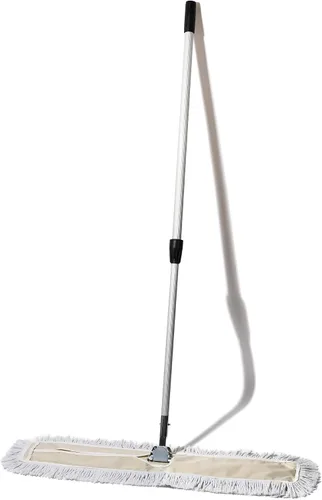 Miniatura 9 de Trapeador de polvo comercial – Barredora de piso de 36 pulgadas para madera dura, cabezal de trapeador de algodón reutilizable, mango extensible