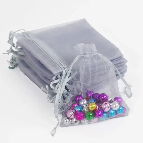 Miniatura 9 de Lautechco 100 bolsas de organza – 4 x 6 pulgadas, bolsas de regalo de malla beige con cordón para Navidad
