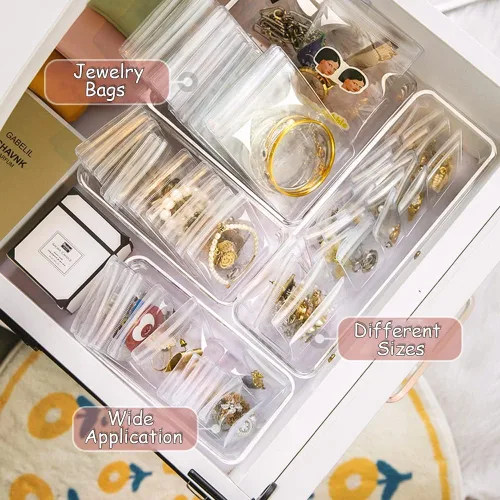 Miniatura 2 de TINSKY 200 bolsas transparentes de PVC para almacenar joyas, pequeñas bolsas de plástico autosellables con cremallera, bolsas de almacenamiento