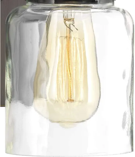Miniatura 8 de Progress Lighting P300045-020 Calhoun Collection - Lámpara de tocador de baño de cristal transparente, 1 luz, bronce antiguo