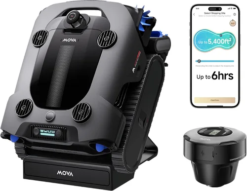 Mova Rover X10 - Limpiador robótico inalámbrico para piscinas, limpieza 7 en 1, mapeo AquaScan LDS y Pool Navi preciso, estacionamiento inteligente