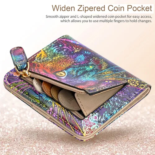 Miniatura 5 de APHISON Billetera para mujer, delgada y pequeña, cartera RFID para mujer, 08-0094