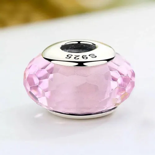 Miniatura 2 de Abalorio de cristal de plata de ley 925 de Murano Lampwork para pulsera y collar, Plata esterlina Vidrio, vidrio