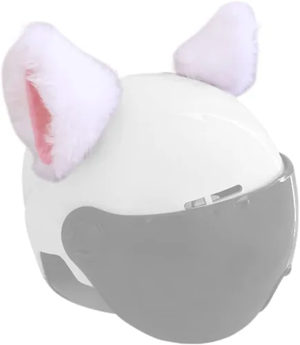 Orejas de gato para casco, orejas de felpa, accesorio adhesivo para casco para bicicleta, motocicleta, superficies lisas, decoración de cascos Blanco