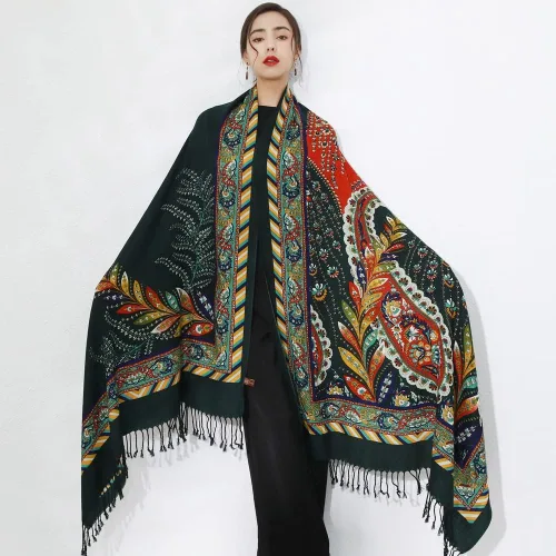 Miniatura 304 de DANA XU Manta de pashmina extragrande 100% de lana merina, bufanda de viaje, bufanda de cachemira para mujer, otoño e invierno, chal de gran