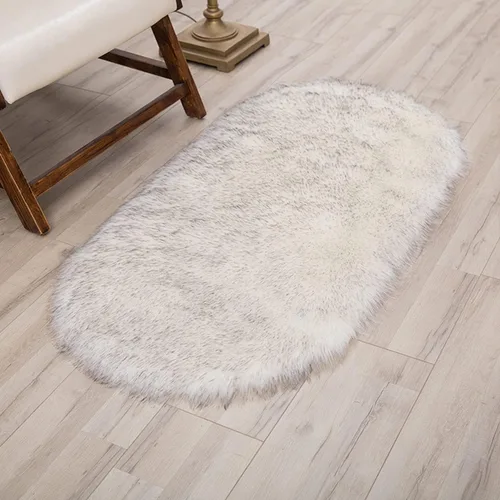Miniatura 2 de CHITONE Alfombra de piel de oveja sintética de calidad para sofá, taburete, funda para silla de tocador, almohadilla de asiento, alfombra ovalada