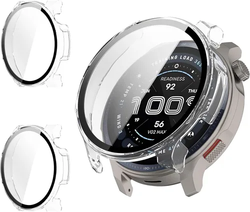 Miniatura 10 de Rc-Z Paquete de 2 fundas protectoras de pantalla para reloj inteligente Amazfit Balance, parachoques duro de policarbonato integrado, película