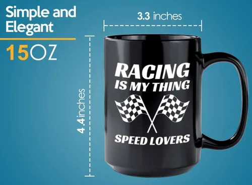 Miniatura 5 de Taza de café Racer de 15 onzas, color negro, Racing Is My Thing, Fuel Speed Racer Car Guys Circuit Automotriz Racing Boy Regalos para él, papá