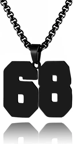 Miniatura 144 de Collar de Número Dorado para Hombre, Cadena de Acero Inoxidable con Colgante de Número para Atletas, Joyería Deportiva Personalizada para Niños
