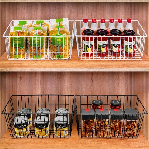 Miniatura 4 de SANNO Organizador de cesta para congelador, divisor de almacenamiento de alambre de metal para refrigerador, cesta de alambre organizador