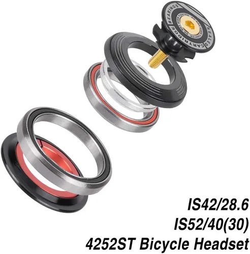 Miniatura 3 de SUNGOOYUE Auriculares para bicicleta, 42 2.047 in bicicleta de carretera delantera Tenedor auricular cónico tubo recto para bicicleta de rodamiento