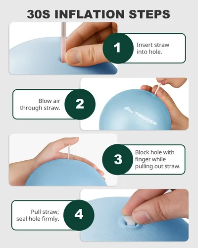 Miniatura 9 de Trideer Pelota de pilates de 9 pulgadas, pelota de ejercicio pequeña para yoga, entrenamiento de núcleo, terapia física, equilibrio, estabilidad