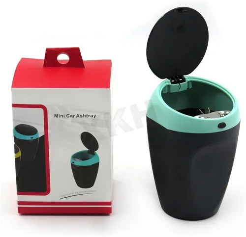 XKH - Mini cenicero portátil taza de cigarrillos cubo trasero cubo humo ceniza titular azul [B078JP9J7B]