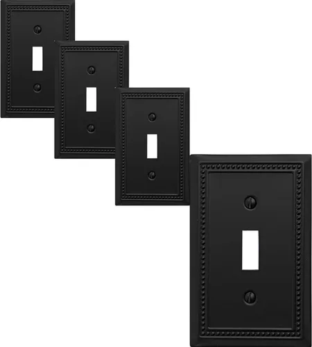 Miniatura 47 de OKAWYC Cubierta de Interruptor de Luz de Tomacorriente Dúplex Individual Belaire de Metal con Cuentas para Pared, Paquete de 4 Latón Antiguo 1 Gang