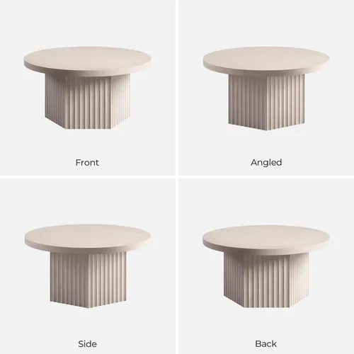Miniatura 9 de SICOTAS Mesa de centro redonda para sala de estar, mesa de centro acanalada moderna de 32 pulgadas con almacenamiento, mesa de comedor de té