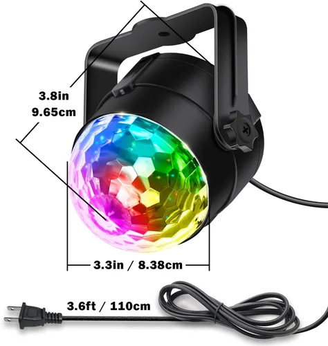 Miniatura 2 de Apeocose Paquete de 2 luces de fiesta de bola de discoteca activadas por sonido con control remoto, 12 modos de luces estroboscópicas para escenario