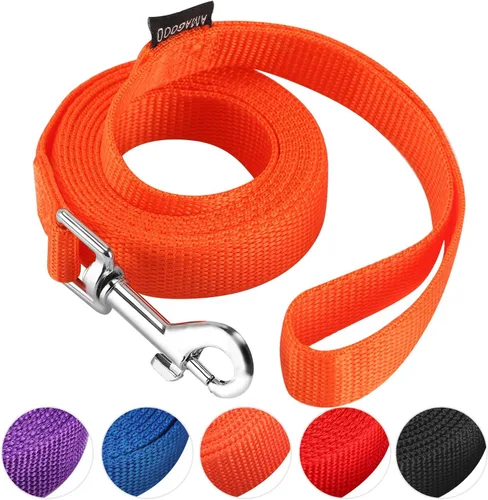 Miniatura 53 de AMAGOOD 6 pies de correas para cachorros/perros, correa de estilo tradicional resistente con gancho de cuello fácil de usar, correa para perros Negro