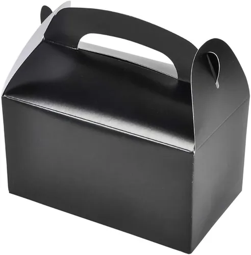 The Dreidel Company Paquete de 12 Cajas de Golosinas Negras con Forma de Tejado, Caja de Dulces de Favor para Cumpleaños de Niños, Cajas de Dulces