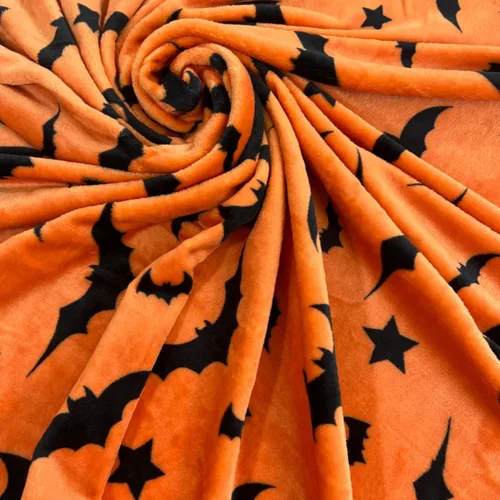 Miniatura 4 de Manta de Halloween: Silueta de murciélagos negros suaves en vellón de terciopelo naranja para sofá, cama, sofá, silla, dormitorio