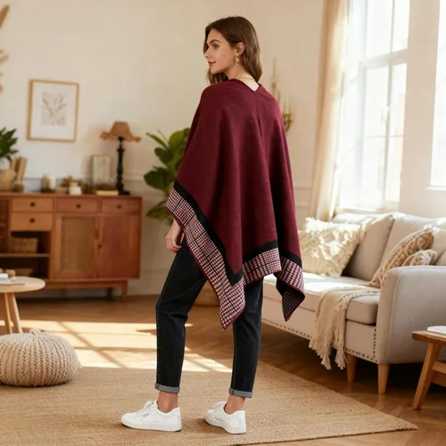 Miniatura 122 de Poncho chal para mujer, suéteres suaves y cálidos para mujer, parte delantera abierta, poncho de viaje para otoño, invierno y primavera