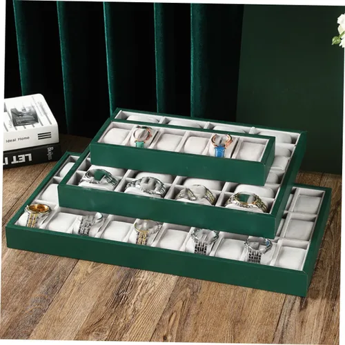 Miniatura 2 de LIFKOME 2pcs 6-grid Watch Storage Multi-function Watch Organizer Bracelet Display Tray Watch Holder Green Watches for Men Shop Bracelet Organizer