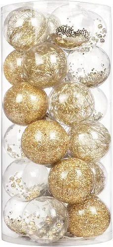 Miniatura 11 de 24 unidades - Adornos de bolas de Navidad colgantes de plástico transparente inastillable con bolas delicadas decorativas (2.36"/60mm, negro)