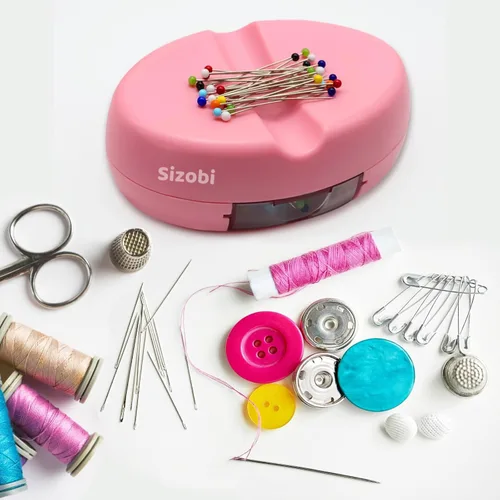 Miniatura 4 de Sizobi Soporte magnético para pasadores con 100 pines rectos de cabeza de bola, organizador magnético de aguja, soporte de pasador de bobby, soporte