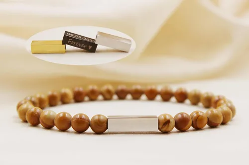 Miniatura 28 de Pulseras de cuentas personalizadas, Pulsera de piedras preciosas de 0.236 in, Pulsera grabada con láser, Pulsera de piedra natural, Pulseras unisex