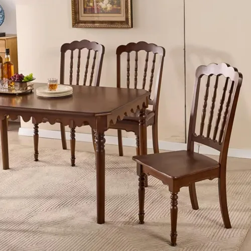 Miniatura 4 de Dining Room Chairs Retro Wooden Dining Chairs with Slatted Backrest, Classic Armless Church Chair for Restaurants/Kitchens, Church(No Cushion,2PCS)