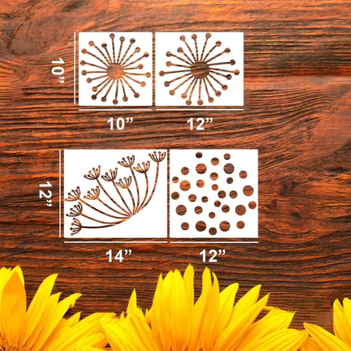 Miniatura 3 de Plantillas de flores grandes para cerca, plantilla de diente de león, plantillas florales para paredes exteriores de valla de madera, telas