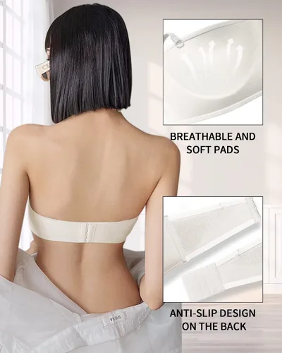 Miniatura 5 de WOWENY Sujetadores sin tirantes para mujer, brasier sin varillas, brasier de silicona antideslizante, sin costuras, acolchado, cómodo tubo superior