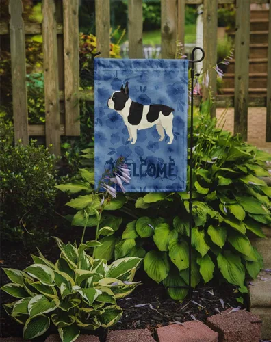 Miniatura 2 de Caroline's Treasures CK6243GF Bandera de bienvenida de bulldog francés para buzón, bandera decorativa para patio exterior, obras de arte de patio