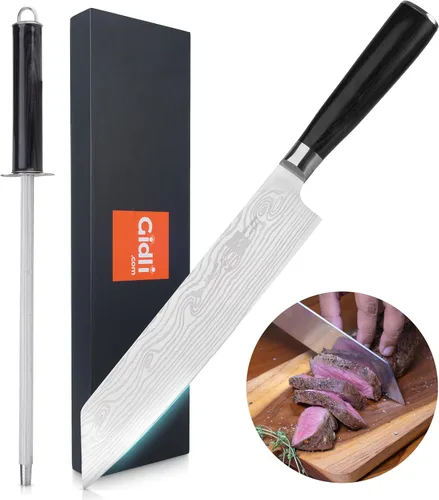 Miniatura 6 de Gidli Cuchillo de chef de 8 pulgadas con afilador de diamante, cuchillo de cocina afilado de acero inoxidable alemán para corte de precisión, mango