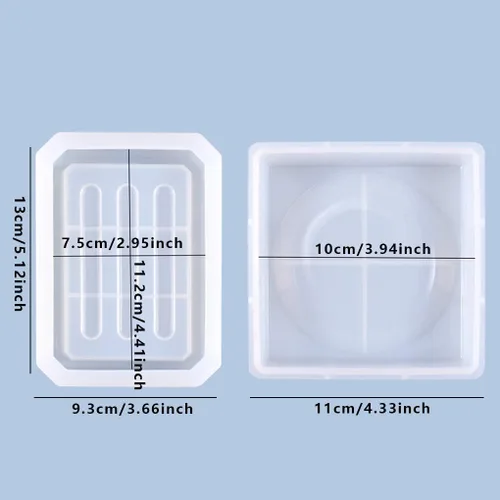 Miniatura 7 de 2 moldes de resina para jabonera, molde rectangular de silicona para bandeja de jabón, moldes redondos de resina epoxi para joyería de bricolaje