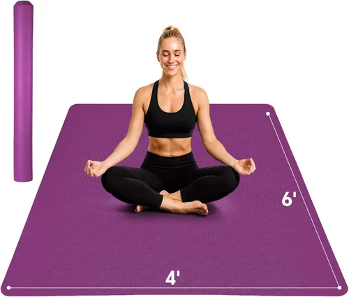 Miniatura 11 de Stepwaver Esterilla de yoga extragrande de 6 x 4 pies (1/3 pulgadas y 1/4 pulgadas de grosor), antideslizante, ultra duradera, amplia alfombrilla