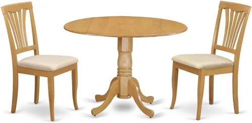 Miniatura 10 de East West Furniture DLAV5-OAK-C - Juego de mesa y sillas de cocina de 5 piezas, incluye una mesa de comedor redonda con gotas y 4 sillas de comedor