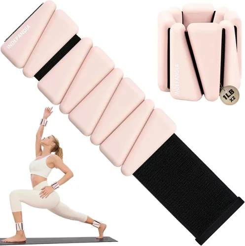 Miniatura 10 de Pesas de muñeca y tobillo para mujeres y hombres, brazaletes con peso ajustables de 2 libras/4 libras para aumentar la quema de calorías y la Beige