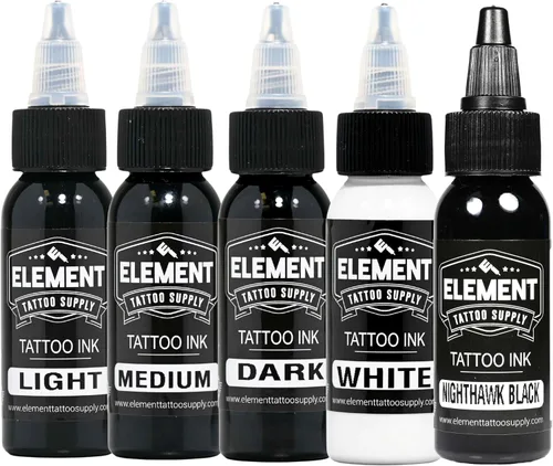 Miniatura 46 de Element Tattoo Supply Tinta de tatuaje blanca Pigmento opaco brillante de grado profesional Fórmula vegana resistente a la decoloración de flujo