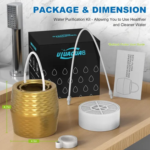 Miniatura 8 de Filtro de Baño para Tina - Filtro de Agua KDF-55 para Grifo de Tina, Elimina la Mayoría del Cloro, Plomo, Fluoruro y Metales Pesados Suavizante