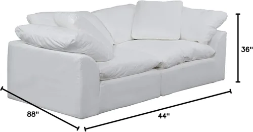 Miniatura 3 de Sunset Trading Cloud Puff - Sofá modular de 2 piezas con cubierta seccional blanca, tela resistente a la humedad