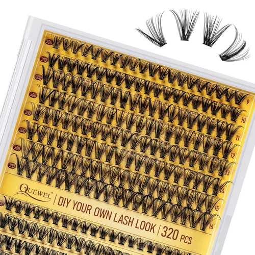 Miniatura 29 de QUEWEL 580 racimos de pestañas 30D+40D+50D+60D+80D+100D racimos de pestañas wispy de 10-18mm, pestañas individuales en racimo reutilizables