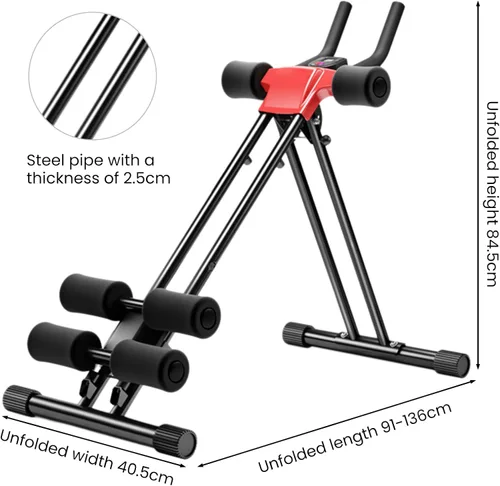 Miniatura 9 de Máquina de abdominales, máquina de entrenamiento abdominal, rueda de rodillo abdominal con monitor LCD ajustable de 5 engranajes, moldeador