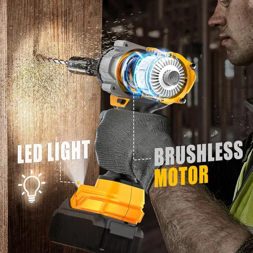 Miniatura 6 de NATBEESY Llave de impacto inalámbrica compatible con batería DeWalt de 20 V: destornillador de impacto de anillo de cerdo de 1/2 pulgada - Alto par